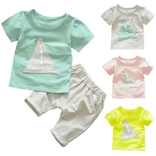 BABYWORLD ชุดเสื้อยืด + กางเกงขายาวสำหรับเด็ก 2 ชิ้น