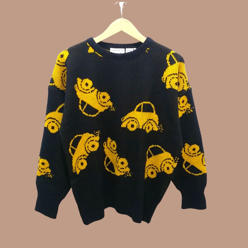 411 VW Beetle Pattern Sweater thrift