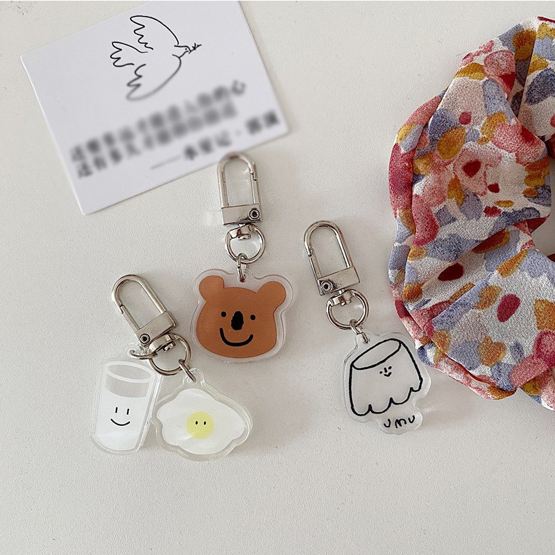 CH丨Lovely Bear Pudding Keychain Acrylic Cartoon Pendant F110