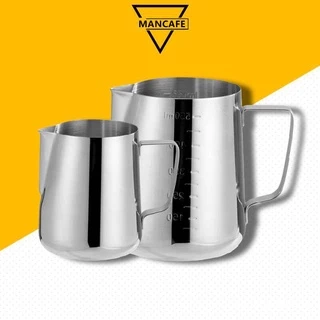 เหยือกตีฟองนม เหยือกสแตนเลส ถ้วยตีฟองนม สแตนเลส 350ml/600ml มีสเกล Stainless Milk Pitcher[MANCAFE]