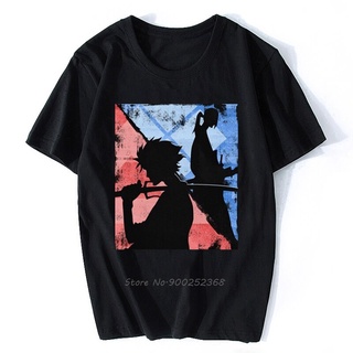 เสื้อยืดผ้าฝ้ายพิมพ์ลายขายดี เสื้อยืดแขนสั้น ผ้าฝ้าย พิมพ์ลายอนิเมะ Grunge Samurai Champloo สไตล์วินเทจ สําหรับผู้ชาย