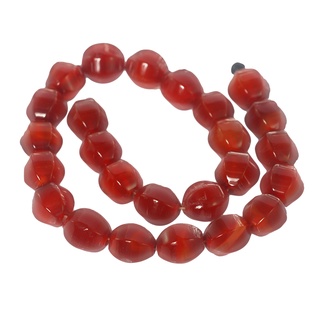 ลูกปัดหินแท้รูปไข่เจียรเหลี่ยมโมราส้ม (Carnelian) Faceted Oval 13x15 mm