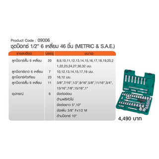 ชุดบ๊อกซ์ 1/2" 6 เหลี่ยม 46 ชิ้น (METRIC &amp; S.A.E.)