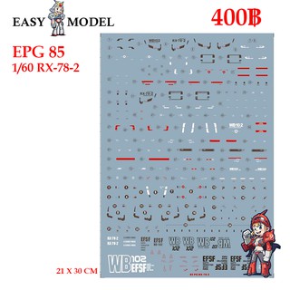 WATER DECAL EPG 85 PG RX 78 2.0 SCALE : 1/60 EASY MODEL