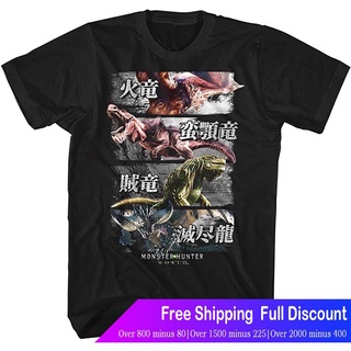 tshirtเสื้อยืดคอกลมฤดูร้อนสัตว์ประหลาดเสื้อยืดลำลอง Monster Hunter 4 Monsters Black Adult T-Shirt Tee Monsters Short sle