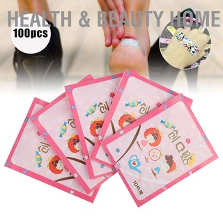 Health &amp; Beauty Home แผ่นผ้าพันแผล ลายการ์ตูนน่ารัก ระบายอากาศ กันน้ํา สําหรับปฐมพยาบาล 100 ชิ้น