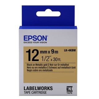 Epson Label Cartridge 12mm Black on Gold Tape (Metallic) LK 4KBM C53S654507