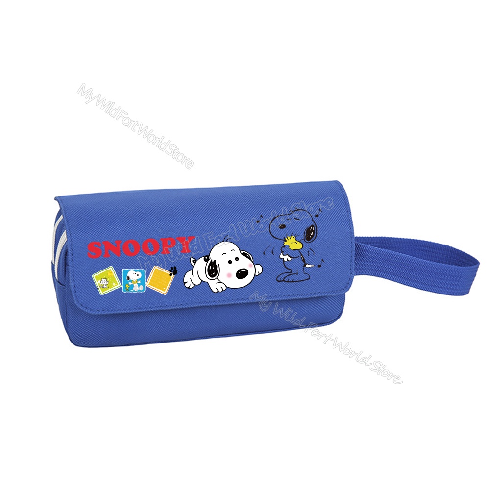 กระเป๋าดินสอ แต่งซิปสองชั้น ขนาดใหญ่ จุของได้เยอะ ลายการ์ตูน Snoopy แฟชั่นสําหรับเด็กนักเรียน