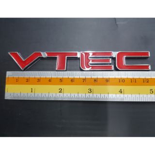 Logo Vtec ของรถ Honda งานเหล็ก 13x2cm ดำ/แดง