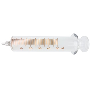 หลอดฉีดยาแก้ว ขนาด 100 ml. ปลายฉีดทำจากโลหะ (Metal Luer Slip Tips) กระบอกสูบชนิดใส (Clear Barrel)