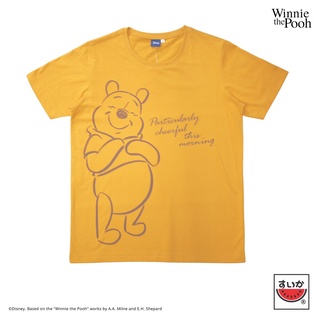 เสื้อยืดพิมพ์ลายเสื้อแตงโม (SUIKA) - เสื้อยืด Disney ลาย Winnie the Pooh สีมัสตาร์ด  ( DPH.O-001 )รหัสเต็มS-3XL