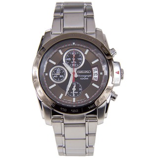 Seiko Mens Chronograph Casual Watch Silver/Black Stainless Strip SNAA75P1