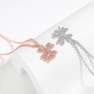สร้อยคอ เงินแท้ 92.5% & ทองเหลือง ♡ รุ่น Lucky ♡ - ใบโคลเวอร์ นำโชค โชคดี MixBlink