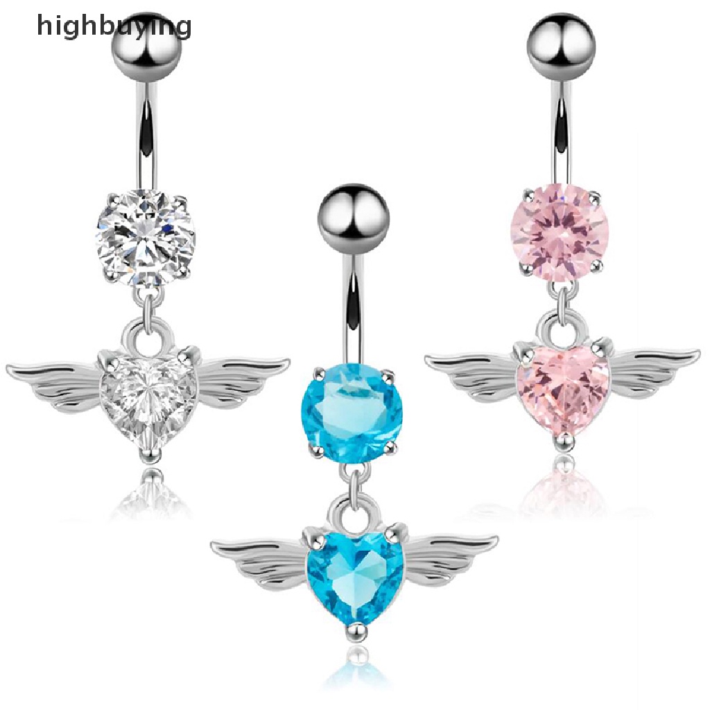 [highbuying] ใหม่ จิวสะดือ เจาะร่างกาย สะดือ รูปปีกหัวใจ 14 กรัม