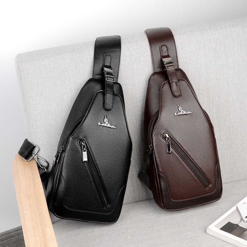 พร้อมส่ง🚚💨(XB-1906) GBDS Guibindaushu กระเป๋าสะพายผู้ชาย กระเป๋าคาดอก หนัง (มีให้เลือก 2 size)