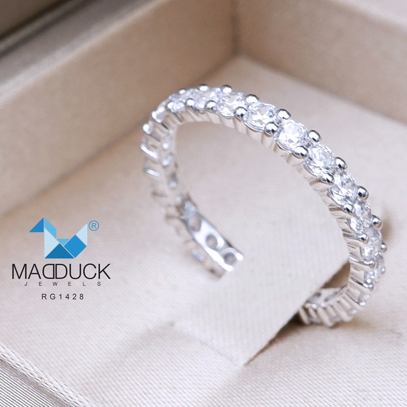 Madduckjewels แหวนเงินแท้ เพชร CZ ชุบโรเดียม RG1428