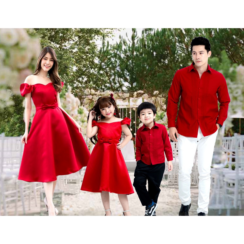 ชุดออกงาน ชุดราตรี Marry Red ชุดแม่ลูก ชุดครอบครัว เดรสไปงาน ชุดไปงานแต่ง  เสื้อเชิ้ตออกงาน | Shopee Thailand