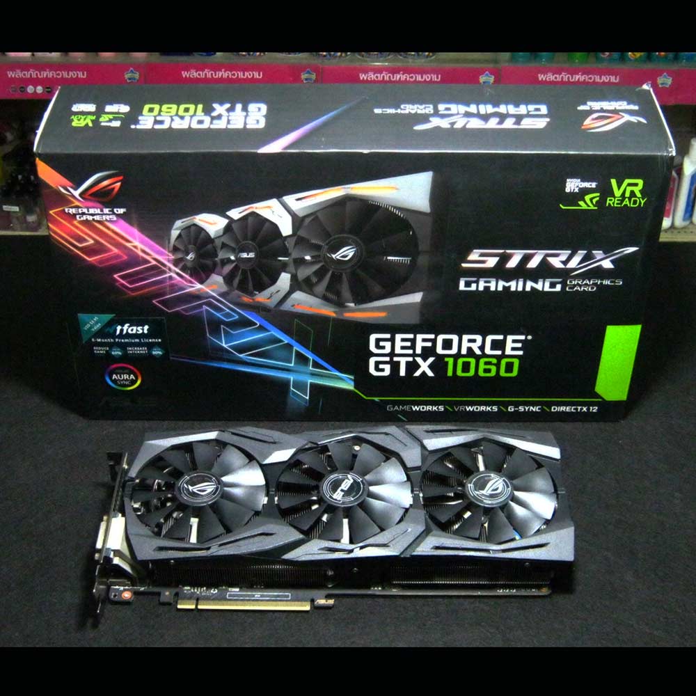 การ์ดจอ GTX1060 / 6GB ASUS ROG STRIX-GTX1060-O6G-GAMING แรงๆ สวยมาก ครบกล่อง
