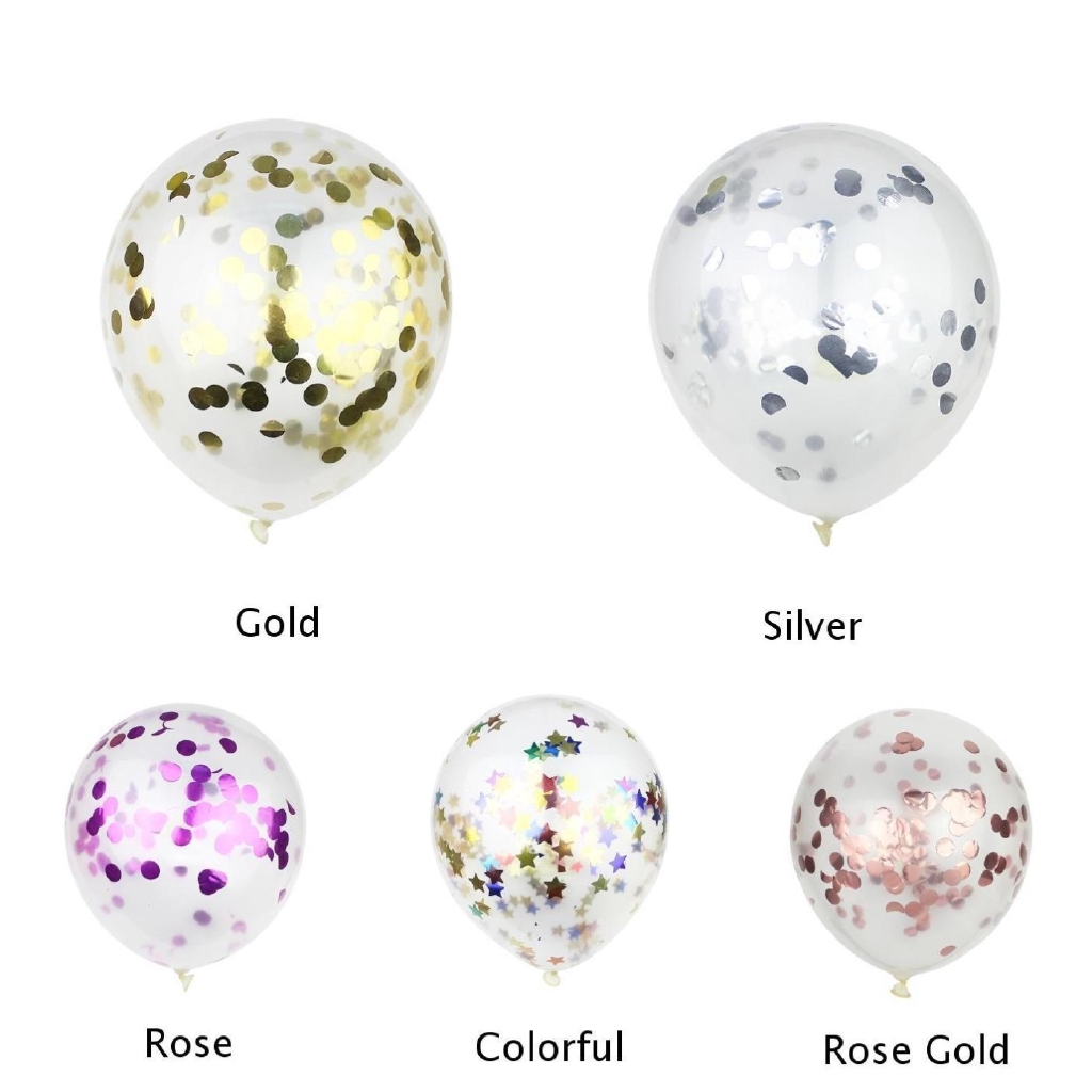 5x 12 Confetti Balloons Clear Latex Balloon for Wedding Party ...