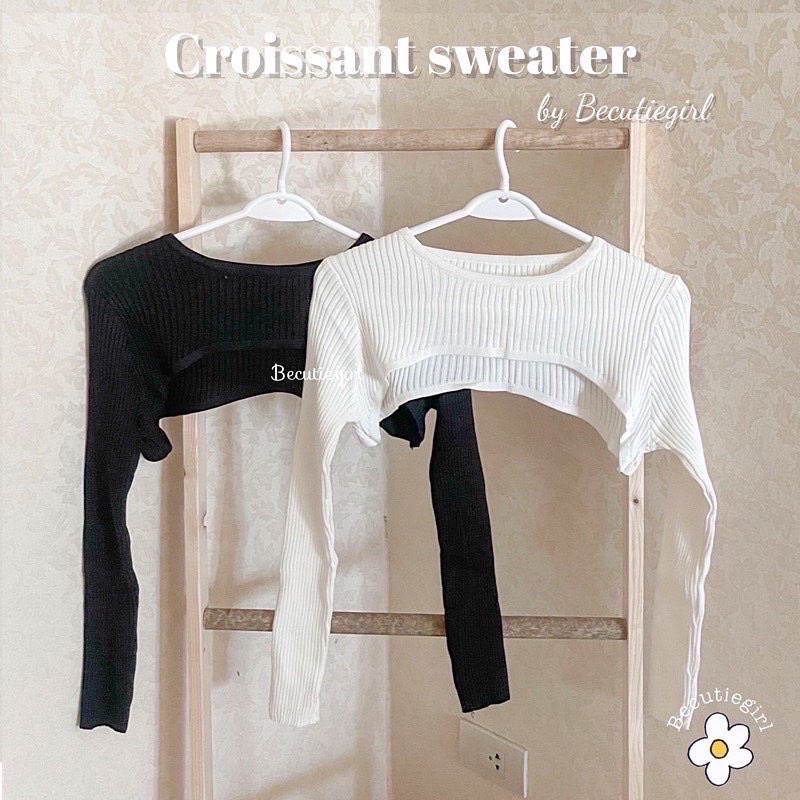 Sweater พร้อมส่ง ครอปไหมพรม สเวตเตอร์ครอป เสื้อคลุมไหมพรม Becutiegirl