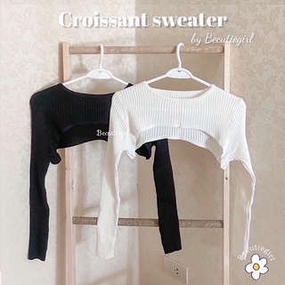 Sweater ♥ ลดเหลือ 152 ใส่โค้ด WYNZFG ♥  พร้อมส่ง ♥ ครอปไหมพรม สเวตเตอร์ครอป เสื้อคลุมไหมพรม Becutiegirl