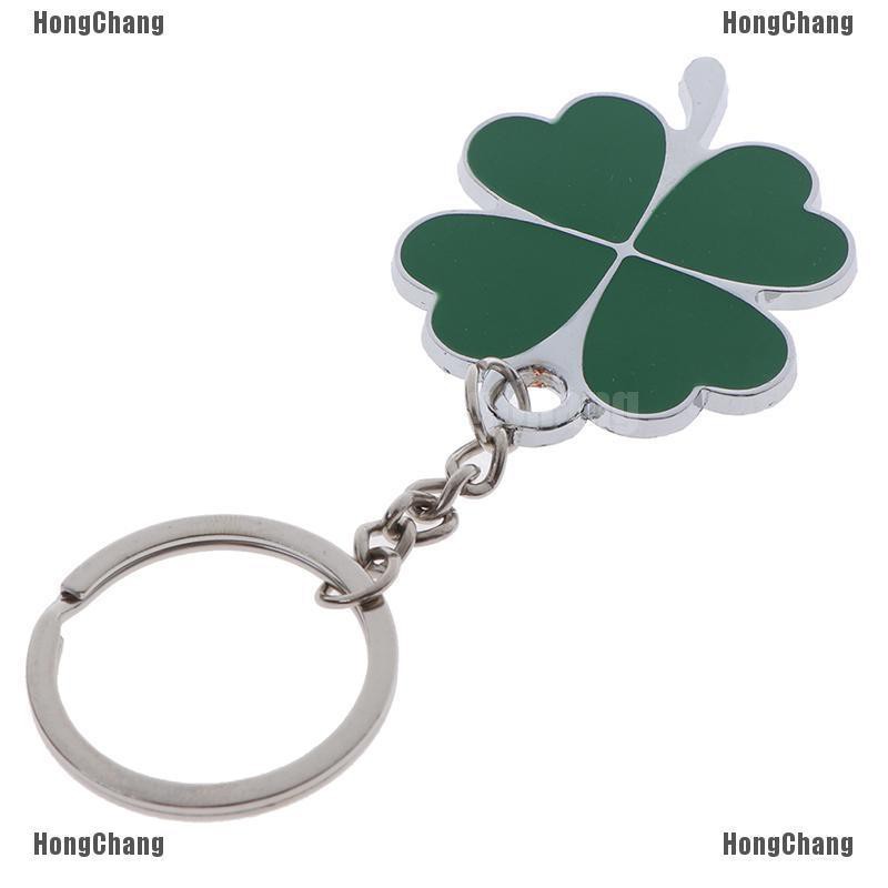 Lhgc 1pc Stainless Green Leaf Keychain Fashion Four Leaf Clover Steel Lucky Key Chain Liv