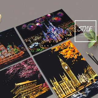 ภาพวาด Magic Scratch Art ภาพขูดสีสันสดใสสวยงามมากๆ ขนาด 40.5x28.5cm ของเล่นสร้างสีสันศิลปะ