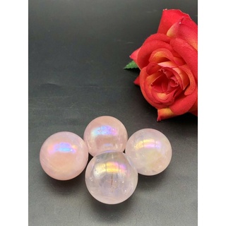 1Pc Natural 2 cm - 3 cm  Aura Rose Quartz Sphere / Quality / Luck Transformation Stone / Home Decoration And Collection.