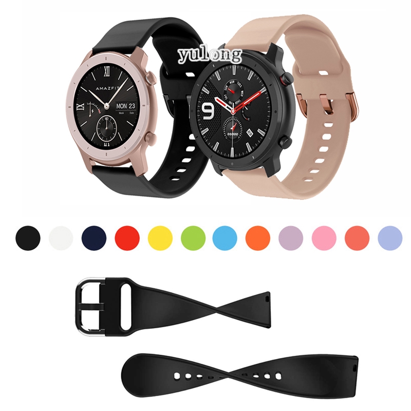 สายนาฬิกาข้อมือ ซิลิโคนนิ่ม 20 มม. 22 มม. สําหรับ Huami Amazfit GTR 2 3 4 42/47 มม. GTR2 GTR 2E GTR3 Pro
