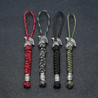 สายแลนยาร์ด แลนยาร์ด พวงกุญแจ ลูกปัด ลูกปัท ลูกปัดหัวนักรบ spartan, Viking Rune Bead Lanyard 4mm Paracord Keychain