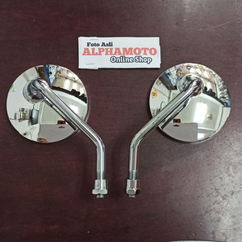 กระจกมองหลังทรงกลมสั้นคลาสสิค w175 scoopy classic chrome cb 100