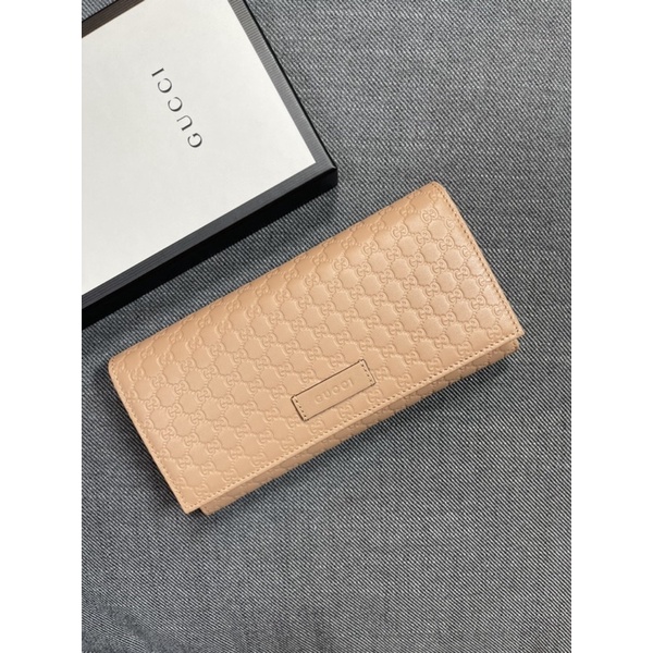 Gucci long flap wallet, microGG leather