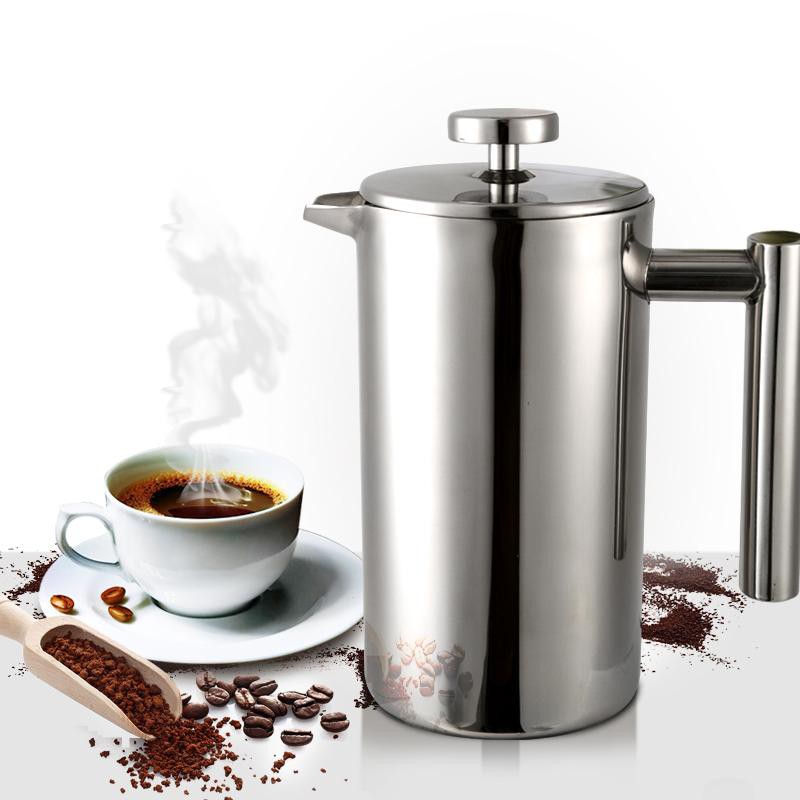 French Press หม้อชงกาแฟ 304 กาชงกาแฟ เหยือกชงกาแฟ เครื่องชงชาสแตนเลส แก้วชงชา แก้วชงกาแฟ เครื่องชงชากาแฟสแตนเลส