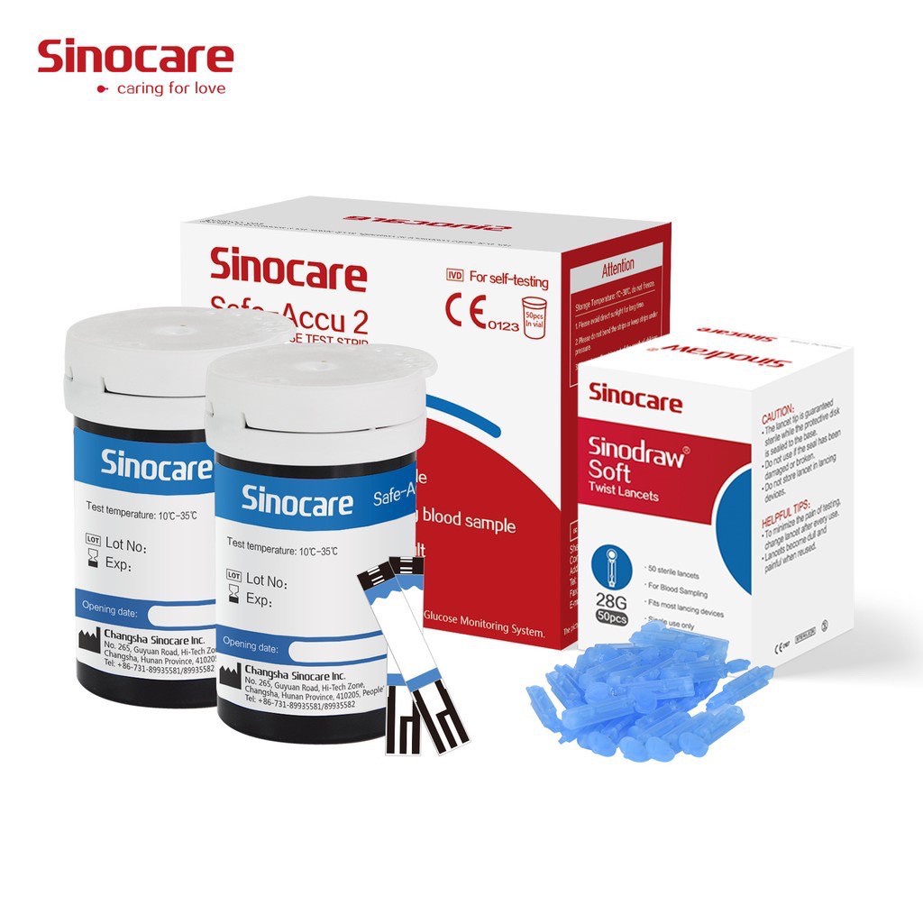 🔥พร้อมส่ง🔥 Sinocare 50ชุด แผ่นตรวจน้ำตาล แผ่นทดสอบ Blood Glucose test strips (1Set)