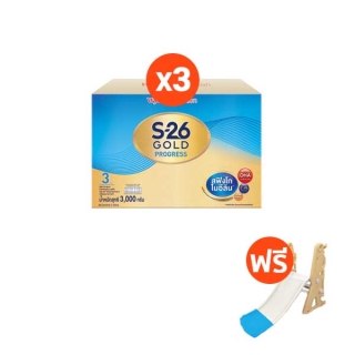 S-26 Gold Progress 3000 g นมผง ยกลัง (สูตร 3) Pack 3 กล่อง รับฟรี Learning Slider