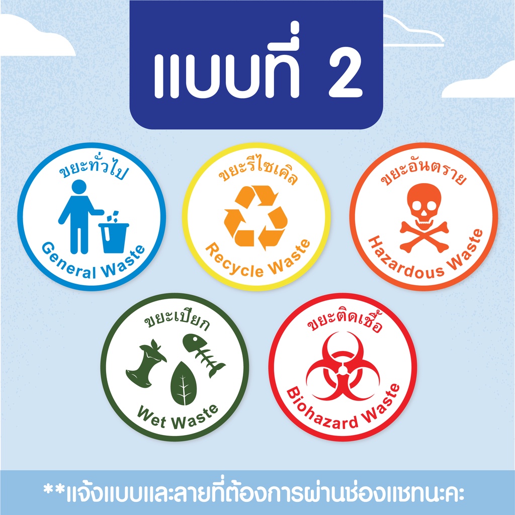 สติ๊กเกอร์แยกขยะ สติ๊กเกอร์ PVC ขาวทึบ กันน้ำ มี 2ไซน์  20 cm และ 30 cm เลือกแบบ จากทั้งหมด 5 แบบ - รูปที่ 2