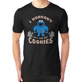 เสื้อยืด พิมพ์ลาย I Workout So I Can Eat Cookies สําหรับผู้ชาย