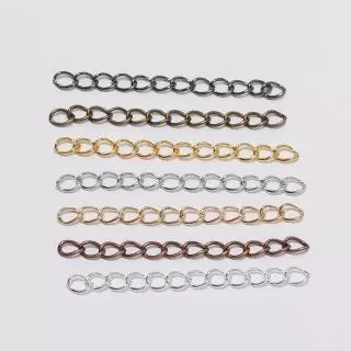 St.kunkka โซ่เสริมปรับระดับ สีเงิน 50/70 มม. 100 ชิ้น โซ่ต่อขยาย สำหรับทำเครื่องประดับ