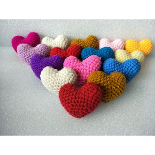 หัวใจถัก หัวใจถักไหมพรม พวงกุญแจไหมพรม handmade คละสี