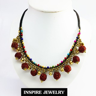 INSPIRE JEWELRY น้ำตาพระศิวะ ตำนานเมล็ดรุทรักษะ ร้อยกับกระดิ่งทองเหลือง และอะไหล่ ถักพิรอดกับเชือกเทียน สวยงาม        .