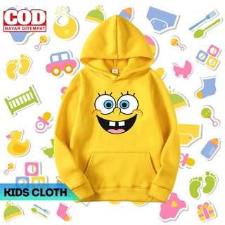 เสื้อแจ็กเก็ตกันหนาว มีฮู้ด ลาย Spongebob SquarePants สําหรับเด็ก