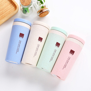 PortableWheat Straw Fiber Thermal Bottle, Double Layer Milk Mug , Vacuum Insulating Cup for Coffee Milk Tea 300ml