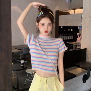 ส่งฟรี 🔥พร้อมส่ง Rainbow top