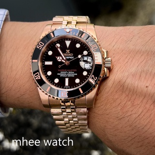 Seiko Modding Black Rosegold Date Submarine with Rosegold Jubilee 904L best quality Stainless Steel Strap