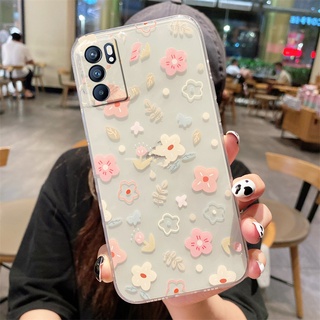 2021 New เคสโทรศัพท์ Oppo Reno6Z 5G /Reno6 5G /Reno5 Pro /Oppo A74 4G /Oppo A74 5G /Oppo A95 4G /Oppo A95 5G /Oppo A15 /Oppo A16 /Oppo A54 4G Phone Casing Fresh Lovely Flower Transparent Softcase Shockproof Phone Protec Cover เคส OPPO Reno6Z 5G