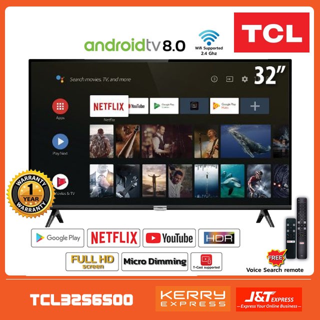 TCL 32 นิ้ว SMART TV ANDROID TV HD รุ่น 32S6500 (ประกันศูนย์ 1 ปี)