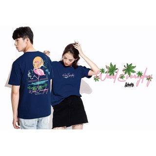 [S-5XL] Just Say Bad ® เสื้อยืดลาย Flamingo  สีกรม( ลิขสิทธิ์แท้ ) แขนสั้น เสื้อยืดผู้ชาย ผู้หญิง  M L XL 2XL TS