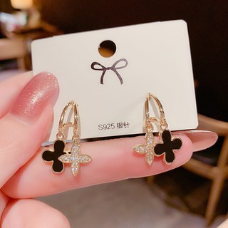 Jewtrendy - ต่างหูดอกไม้คริสตัล แบบเจาะ Sterling Silver 925