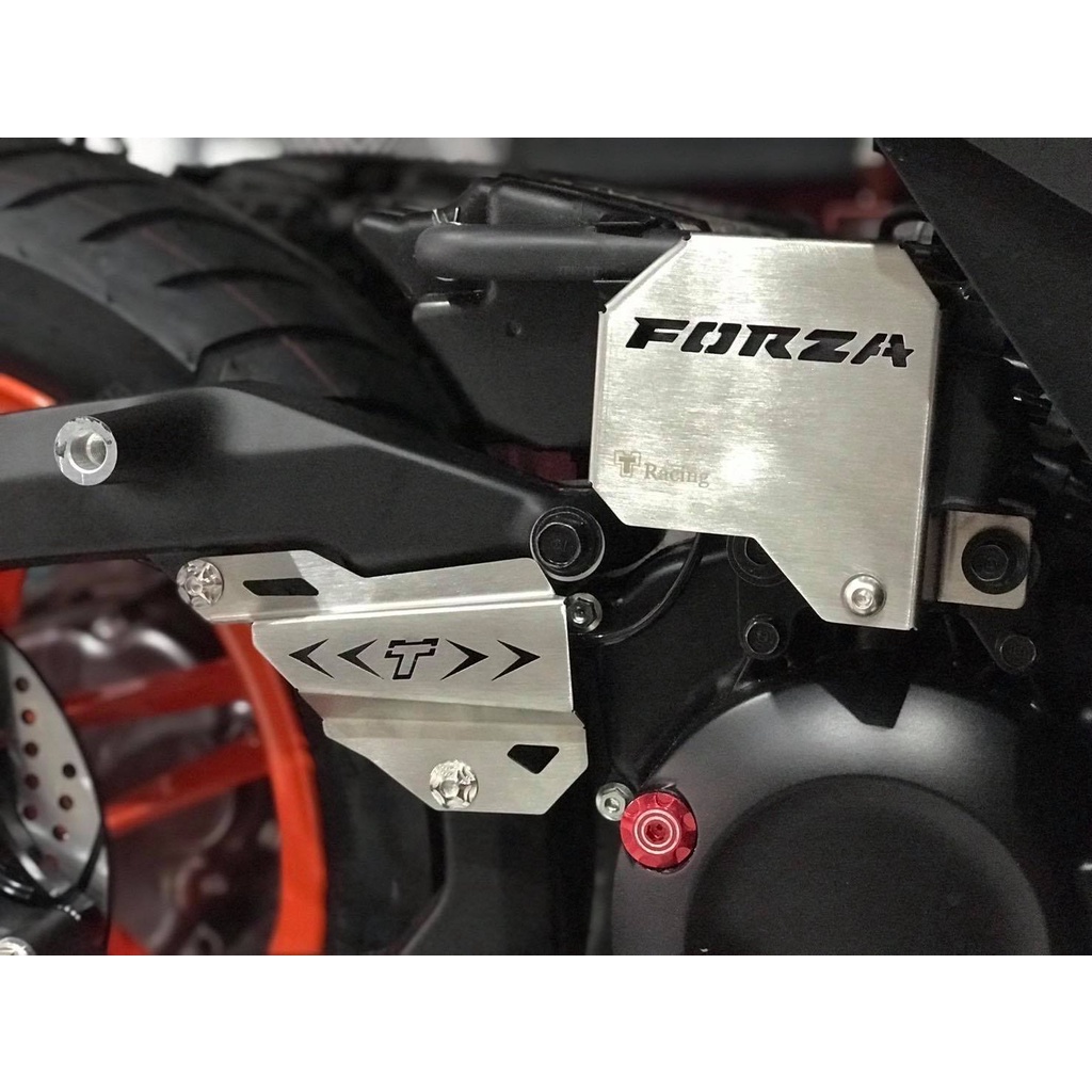 การ์ดบังชุดสายไฟ และ บังสายเบรกหลัง (1คู่) สำหรับ Honda Forza300 Forza350 อะไหล่แต่ง FORZA งานสแตนเลสแท้