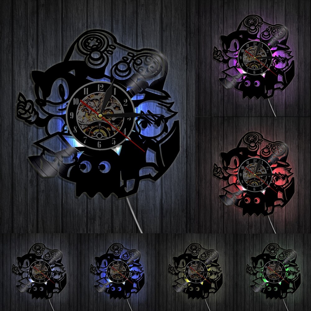 Vintage Video Game Wall Clock Home Decor Gamepad Arcade Room Wall Sign